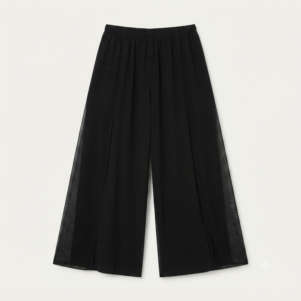 IC Collection Women's XXL Lagenlook Ethereal Minimalist Split Overlay Wide Pants